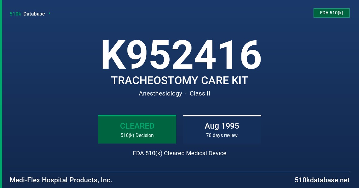 K952416 TRACHEOSTOMY CARE KIT FDA 510(k) Cleared Medical Device