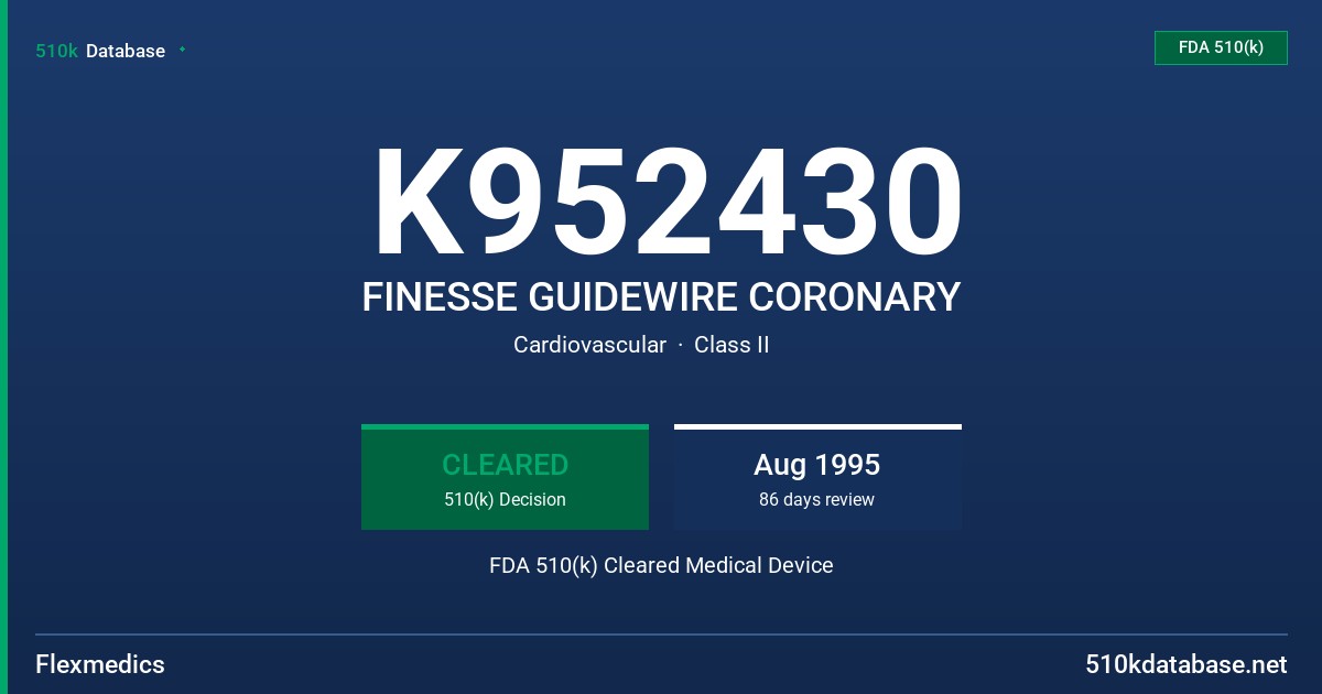 K952430 FINESSE GUIDEWIRE CORONARY FDA 510(k) Cleared Medical Device