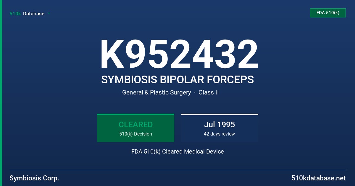 K952432 SYMBIOSIS BIPOLAR FORCEPS FDA 510(k) Cleared Medical Device