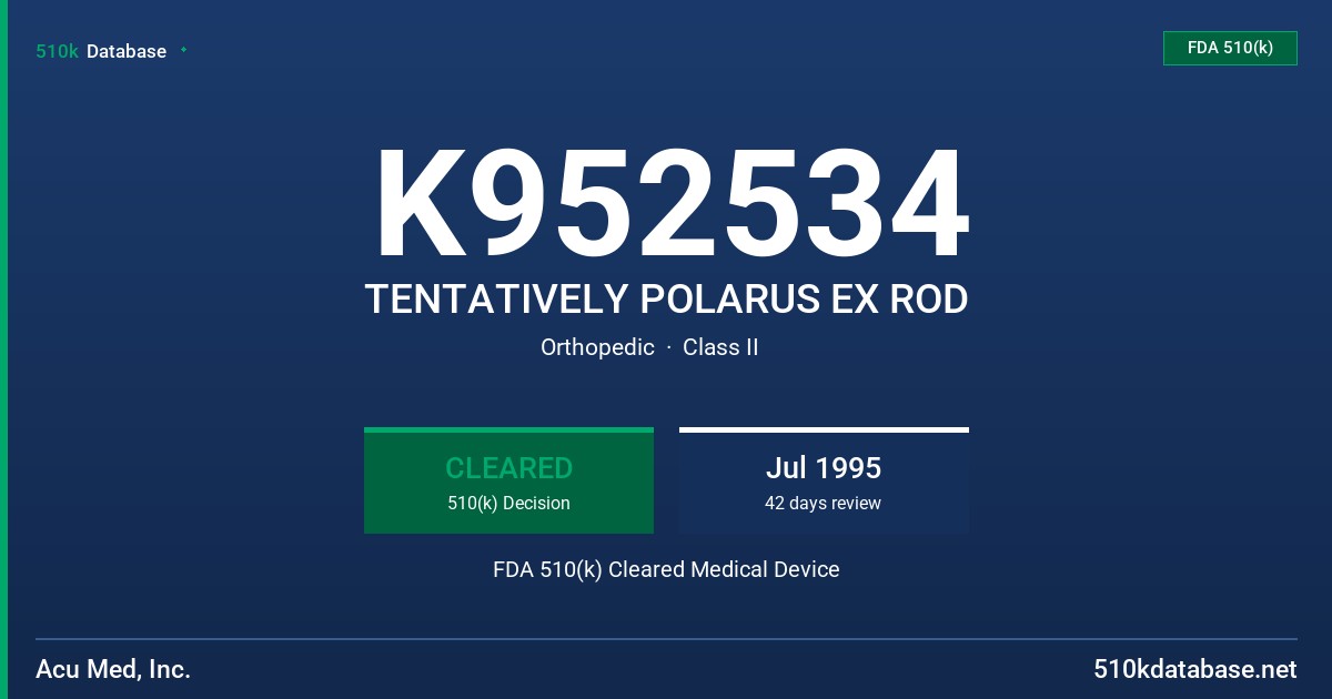 K952534 TENTATIVELY POLARUS EX ROD FDA 510(k) Cleared Medical Device