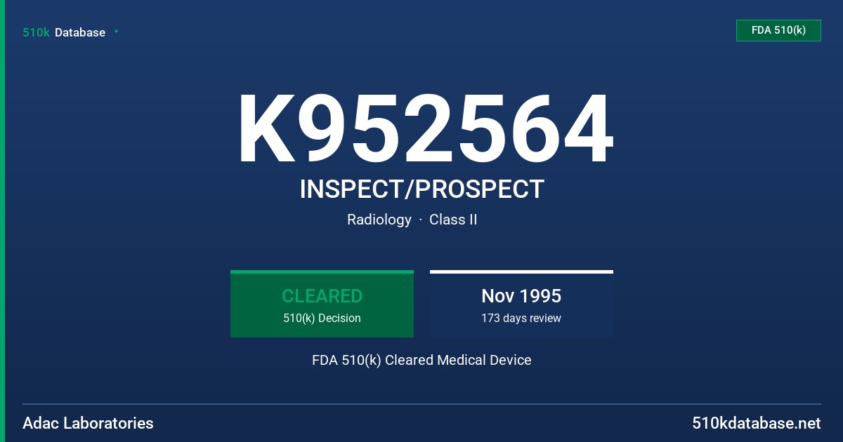 K952564 INSPECT/PROSPECT FDA 510(k) Cleared Medical Device