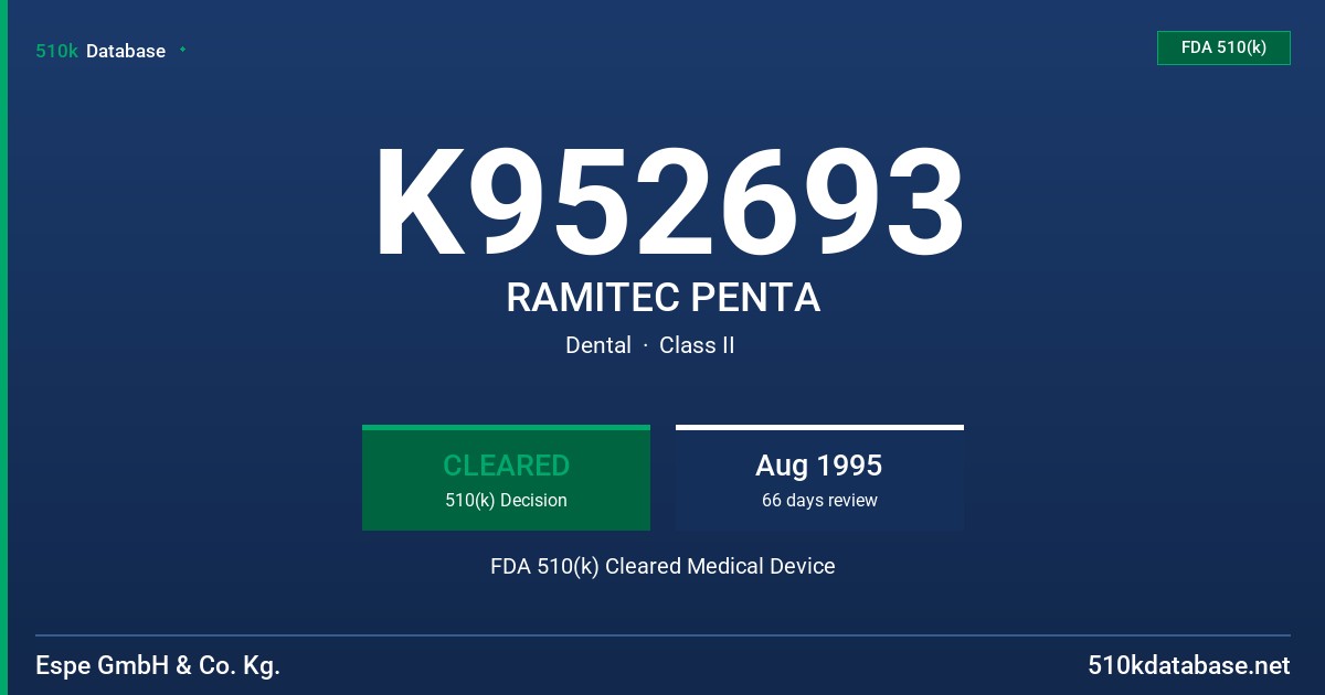 K952693 RAMITEC PENTA FDA 510(k) Cleared Medical Device