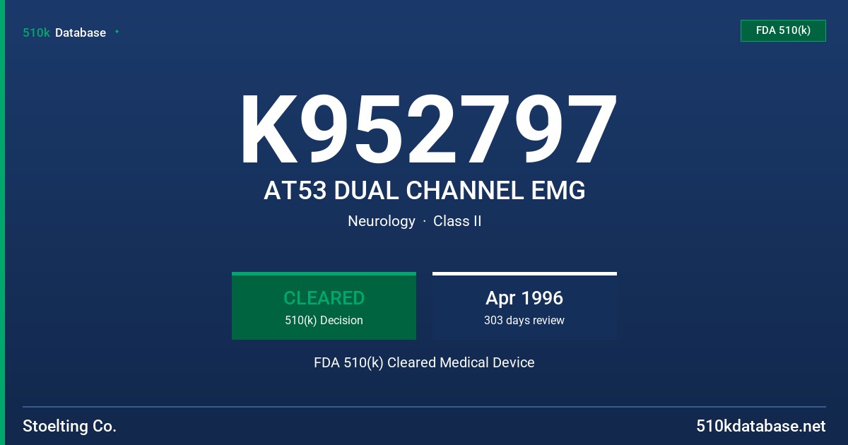 K952797 AT53 DUAL CHANNEL EMG FDA 510(k) Cleared Medical Device
