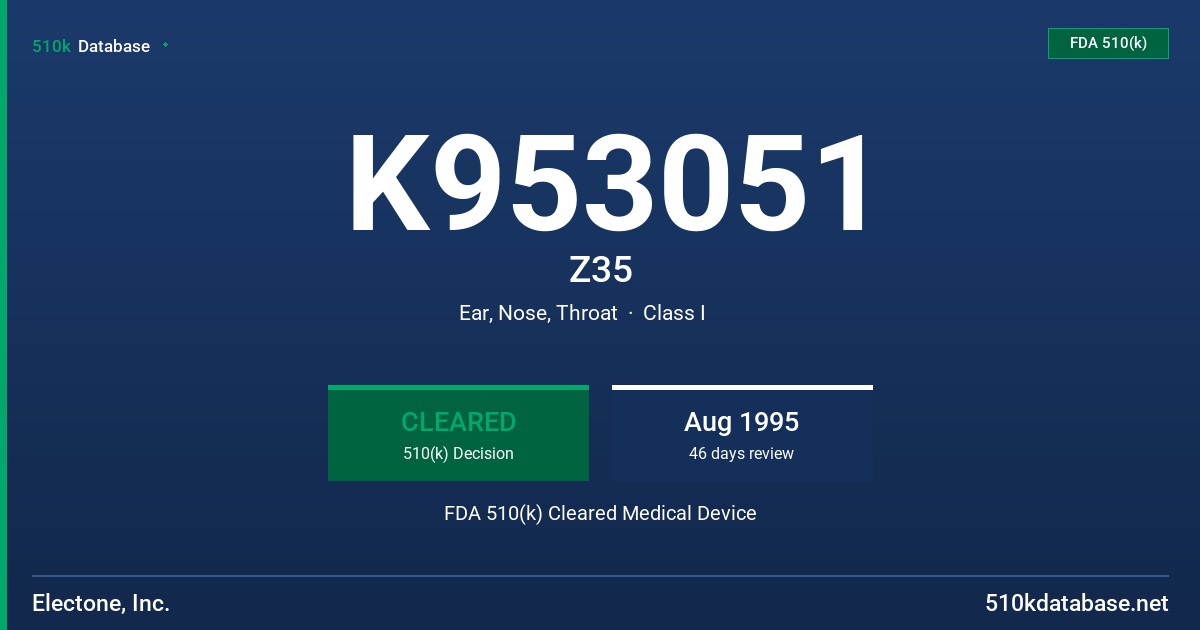 K953051 Z35 FDA 510(k) Cleared Medical Device