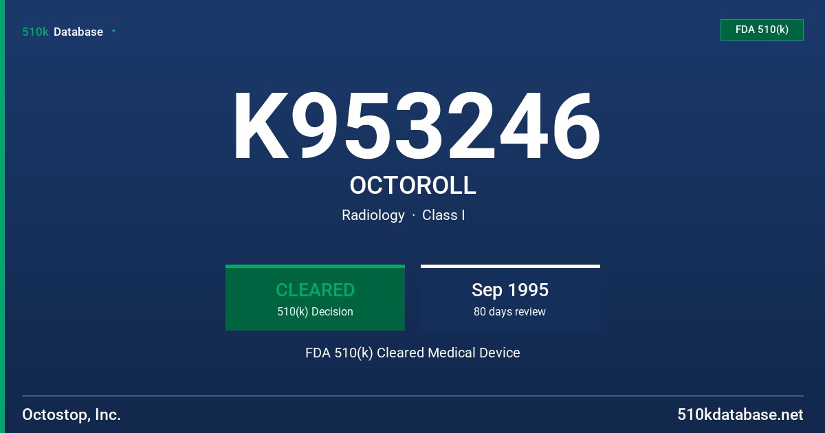 K953246 OCTOROLL FDA 510(k) Cleared Medical Device