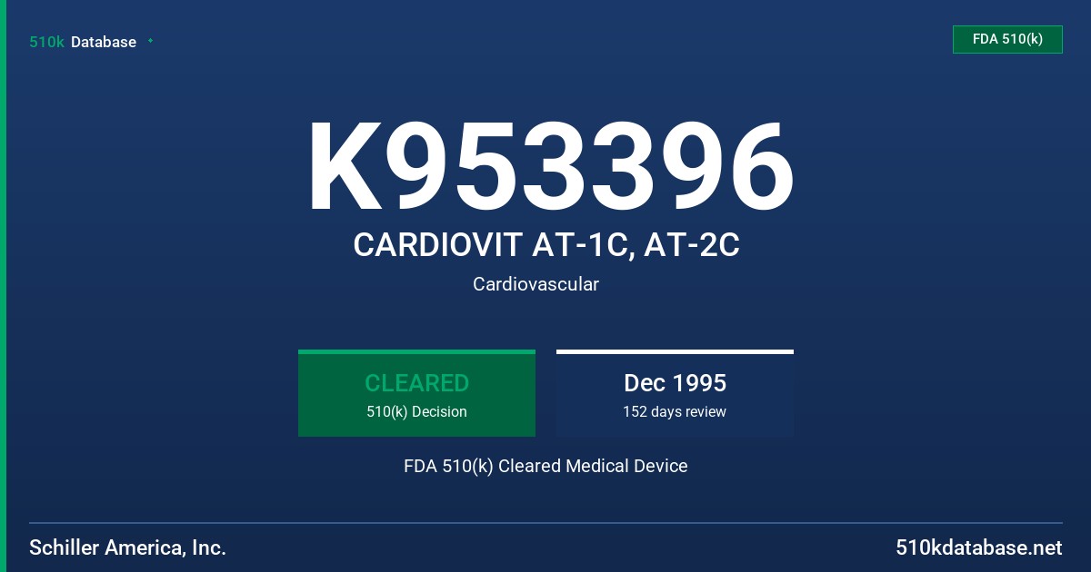K953396 CARDIOVIT AT-1C, AT-2C FDA 510(k) Cleared Medical Device
