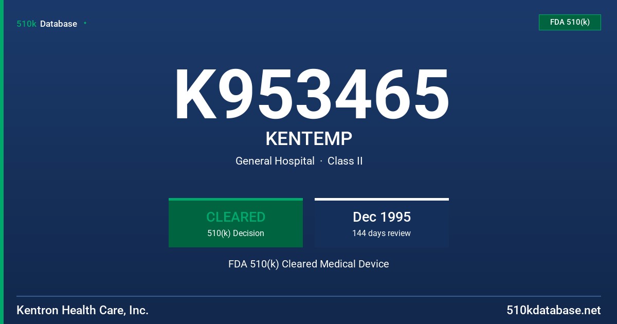 K953465 KENTEMP FDA 510(k) Cleared Medical Device