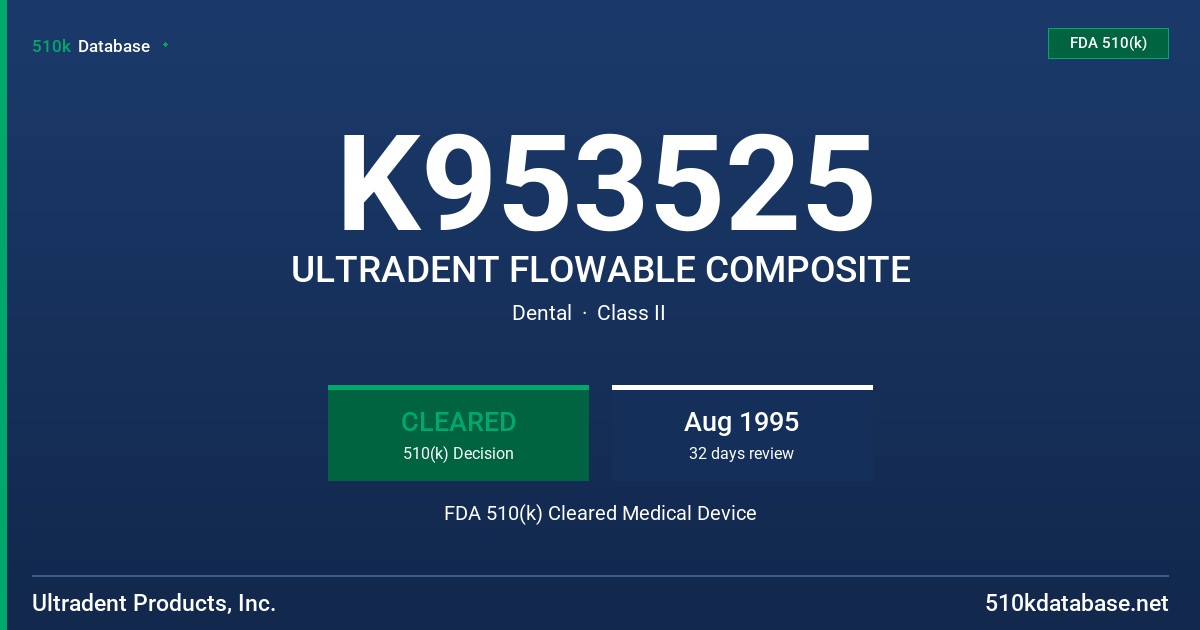 K953525 ULTRADENT FLOWABLE COMPOSITE FDA 510(k) Cleared Medical Device