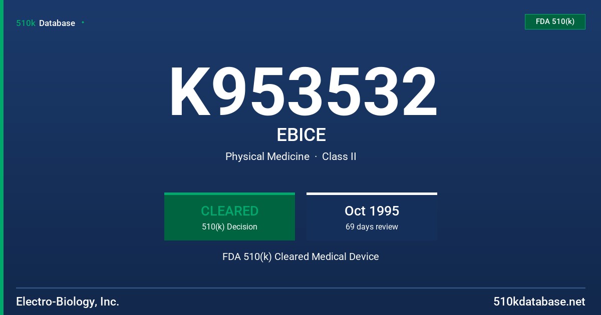 K953532 EBICE FDA 510(k) Cleared Medical Device