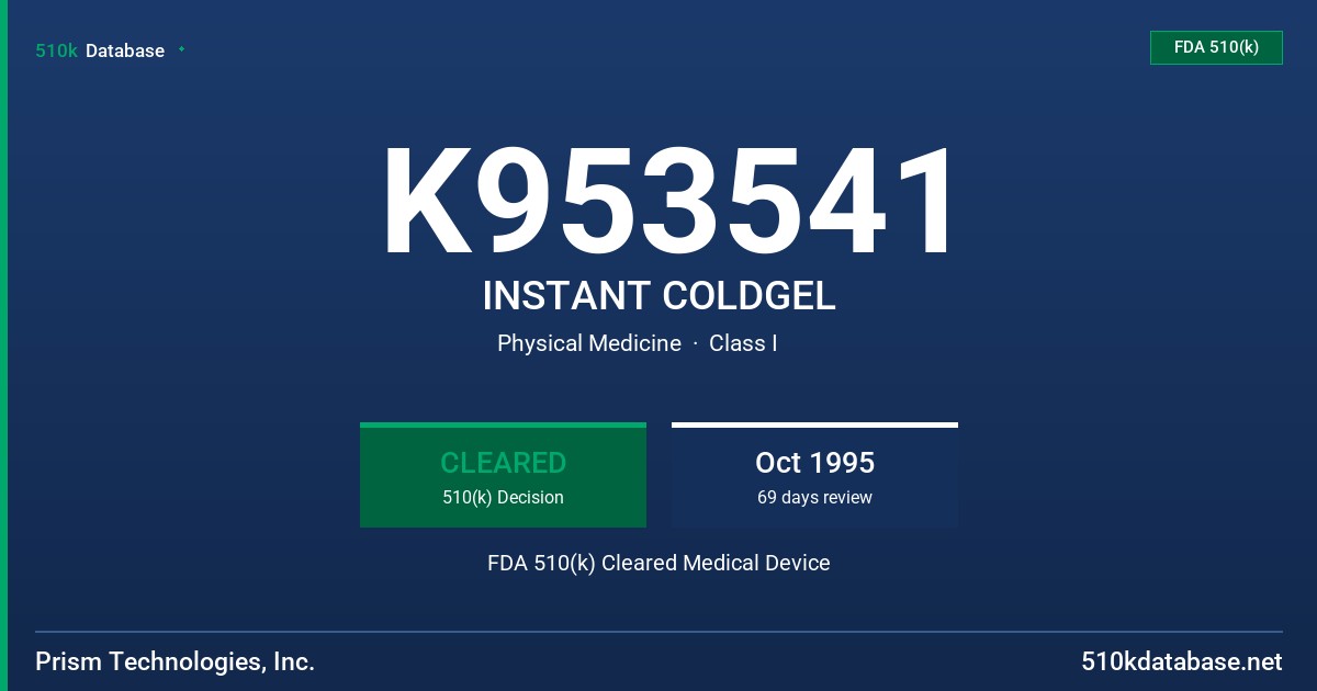 K953541 INSTANT COLDGEL FDA 510(k) Cleared Medical Device