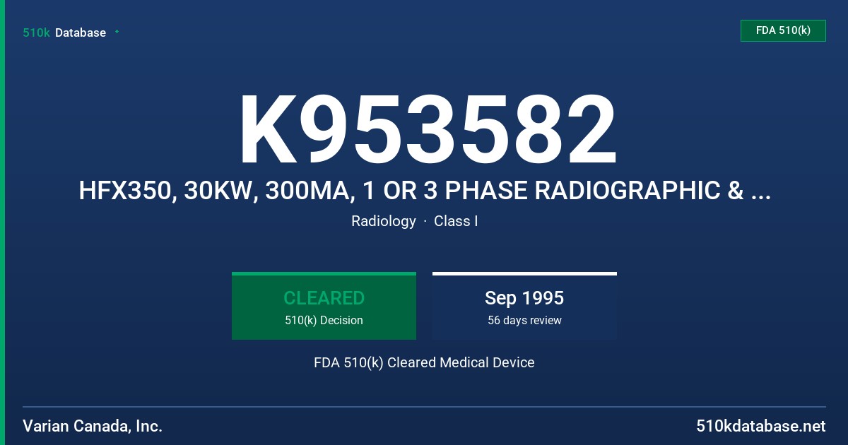 K953582 HFX350, 30KW, 300MA, 1 OR 3 PHASE RADIOGRAPHIC & FLUOROSCOPIC X-RAY GENERATOR FDA 510(k) Cleared Medical Device