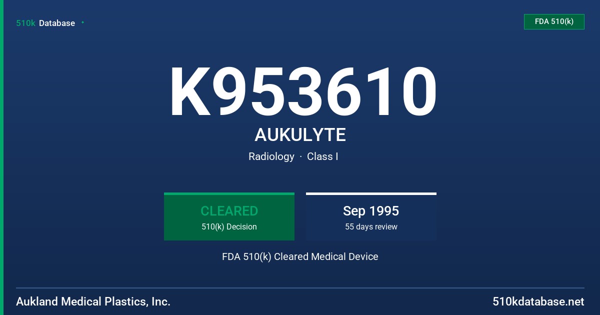 K953610 AUKULYTE FDA 510(k) Cleared Medical Device