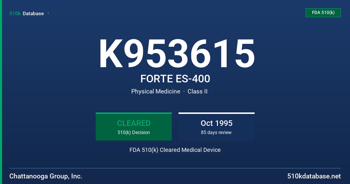 K953615 FORTE ES-400 FDA 510(k) Cleared Medical Device