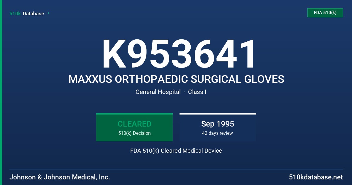 K953641 MAXXUS ORTHOPAEDIC SURGICAL GLOVES FDA 510(k) Cleared Medical Device