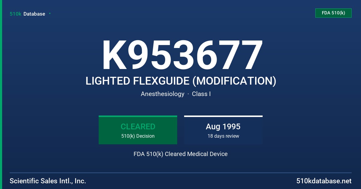 K953677 LIGHTED FLEXGUIDE (MODIFICATION) FDA 510(k) Cleared Medical Device