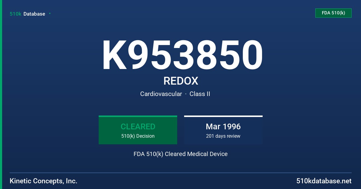 K953850 REDOX FDA 510(k) Cleared Medical Device