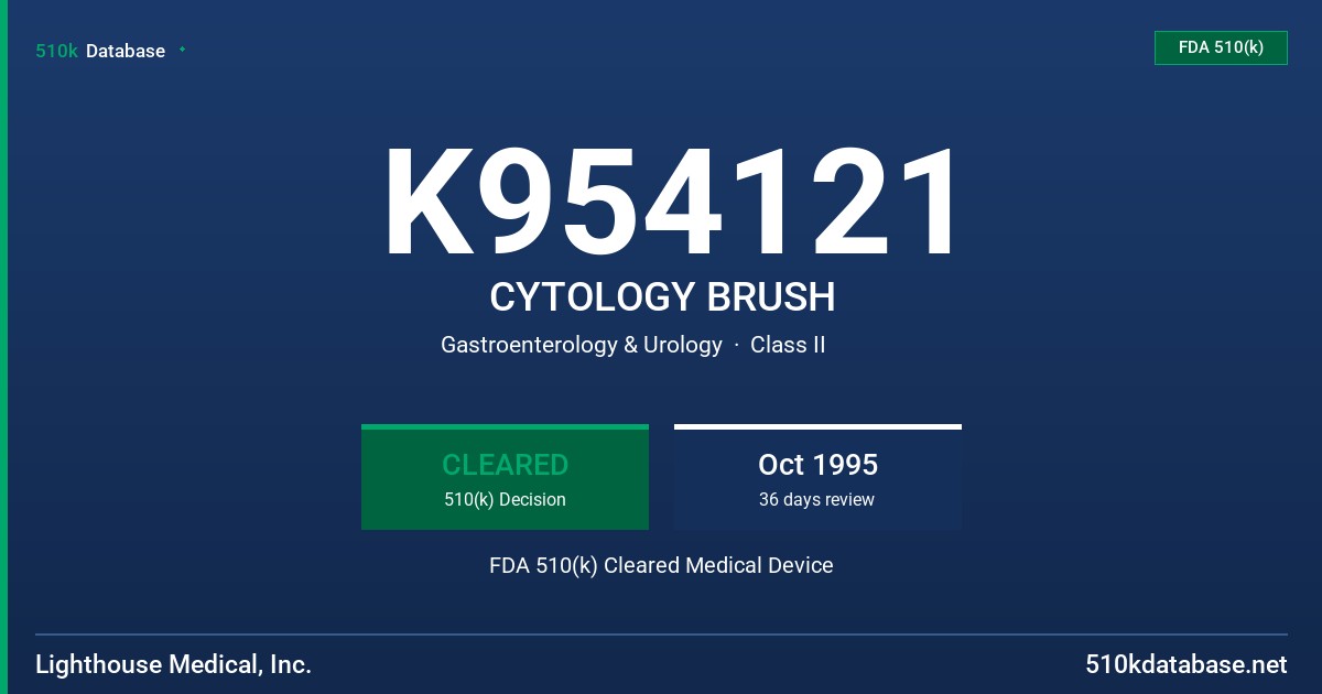 K954121 CYTOLOGY BRUSH FDA 510(k) Cleared Medical Device