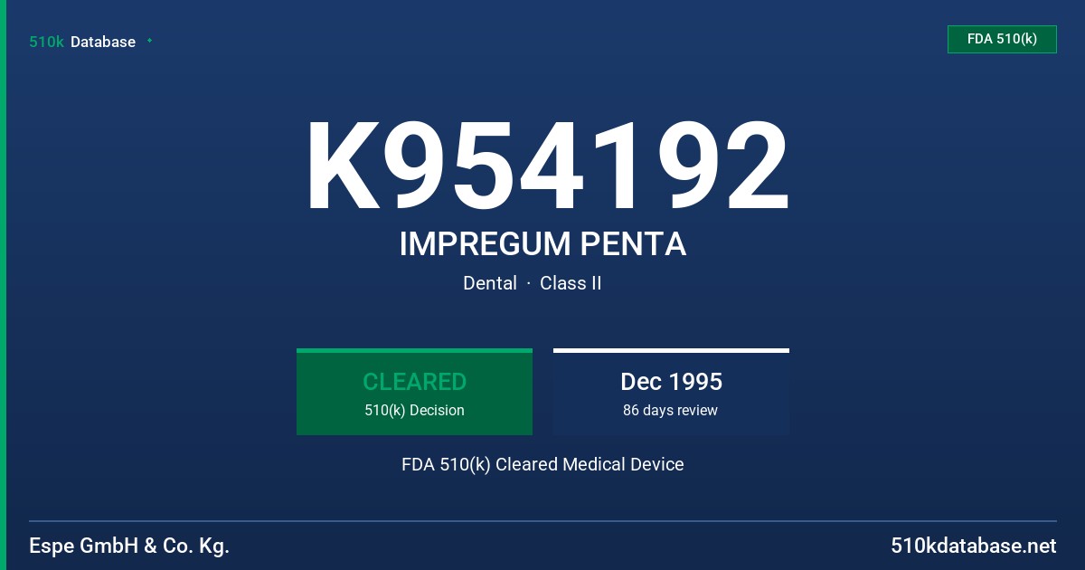 K954192 IMPREGUM PENTA FDA 510(k) Cleared Medical Device