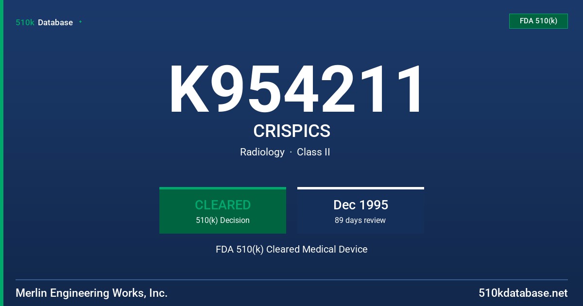 K954211 CRISPICS FDA 510(k) Cleared Medical Device