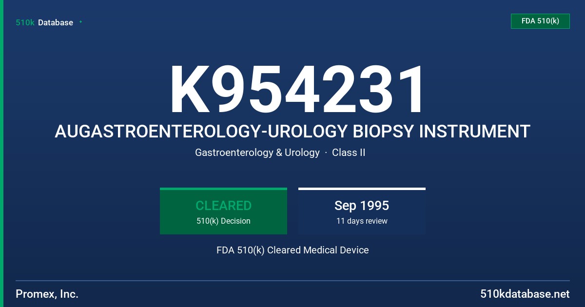 K954231 AUGASTROENTEROLOGY-UROLOGY BIOPSY INSTRUMENT FDA 510(k) Cleared Medical Device