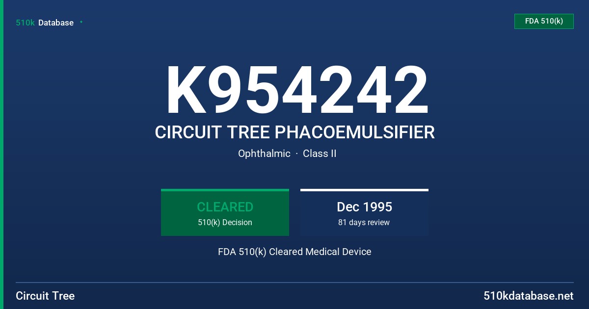 K954242 CIRCUIT TREE PHACOEMULSIFIER FDA 510(k) Cleared Medical Device