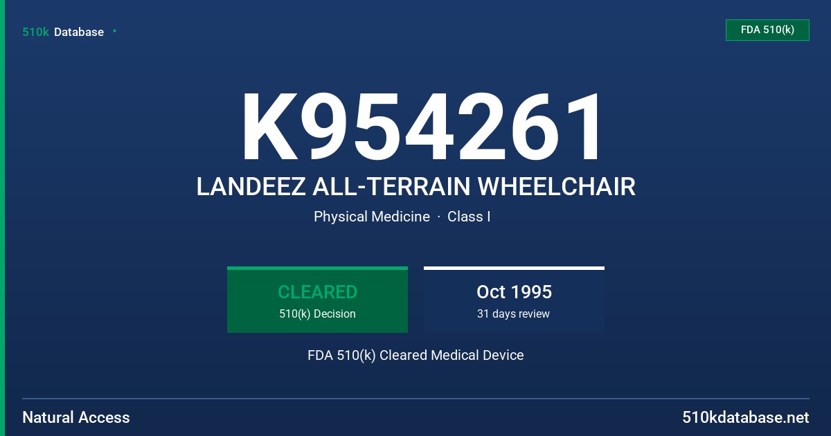 K954261 LANDEEZ ALL-TERRAIN WHEELCHAIR FDA 510(k) Cleared Medical Device