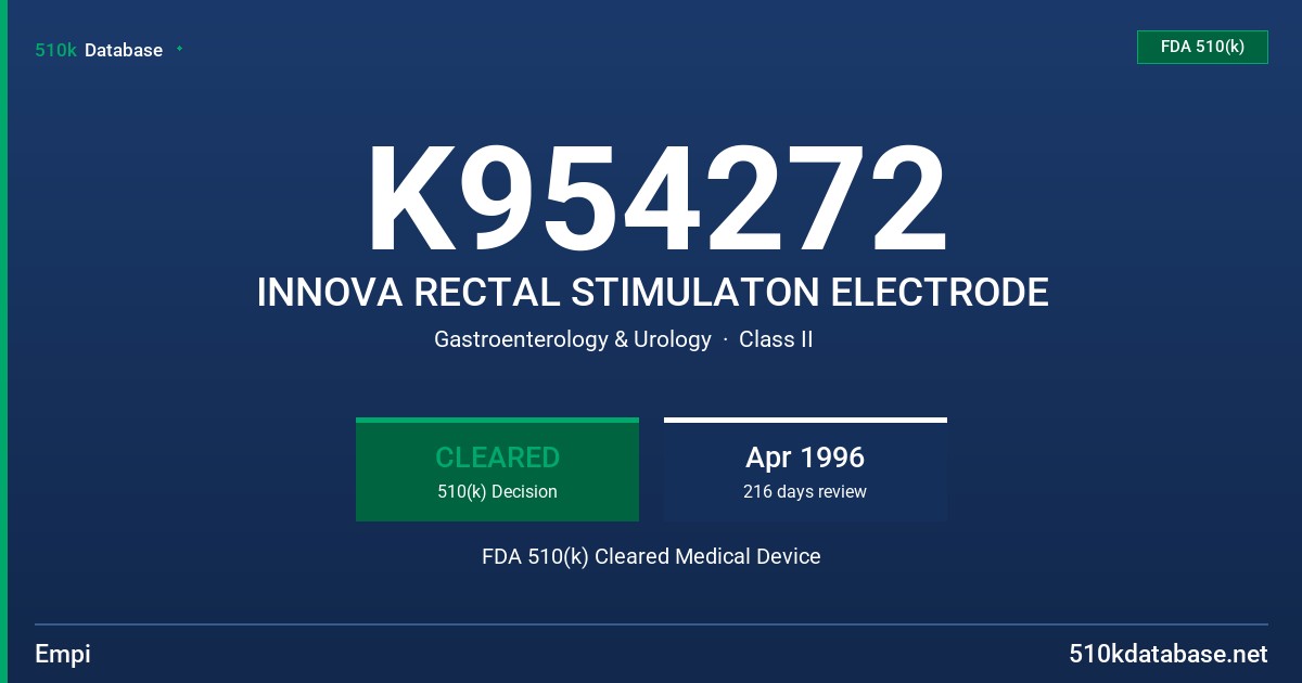K954272 INNOVA RECTAL STIMULATON ELECTRODE FDA 510(k) Cleared Medical Device