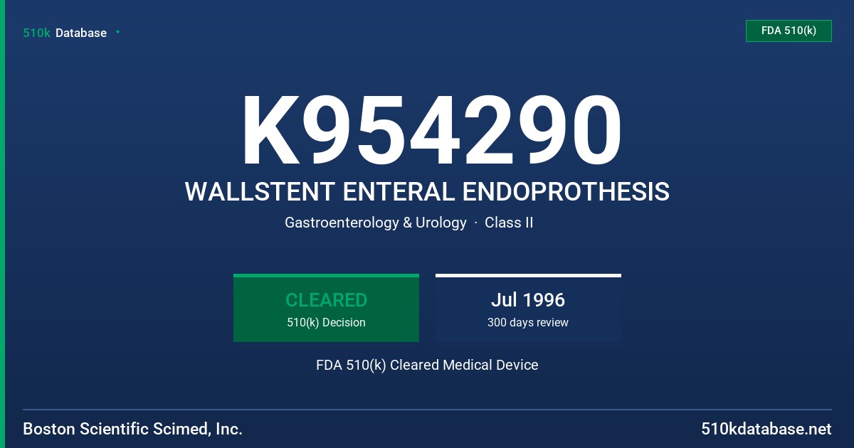 K954290 WALLSTENT ENTERAL ENDOPROTHESIS FDA 510(k) Cleared Medical Device