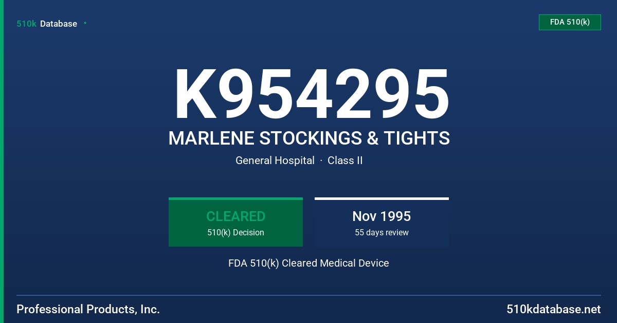 K954295 MARLENE STOCKINGS & TIGHTS FDA 510(k) Cleared Medical Device