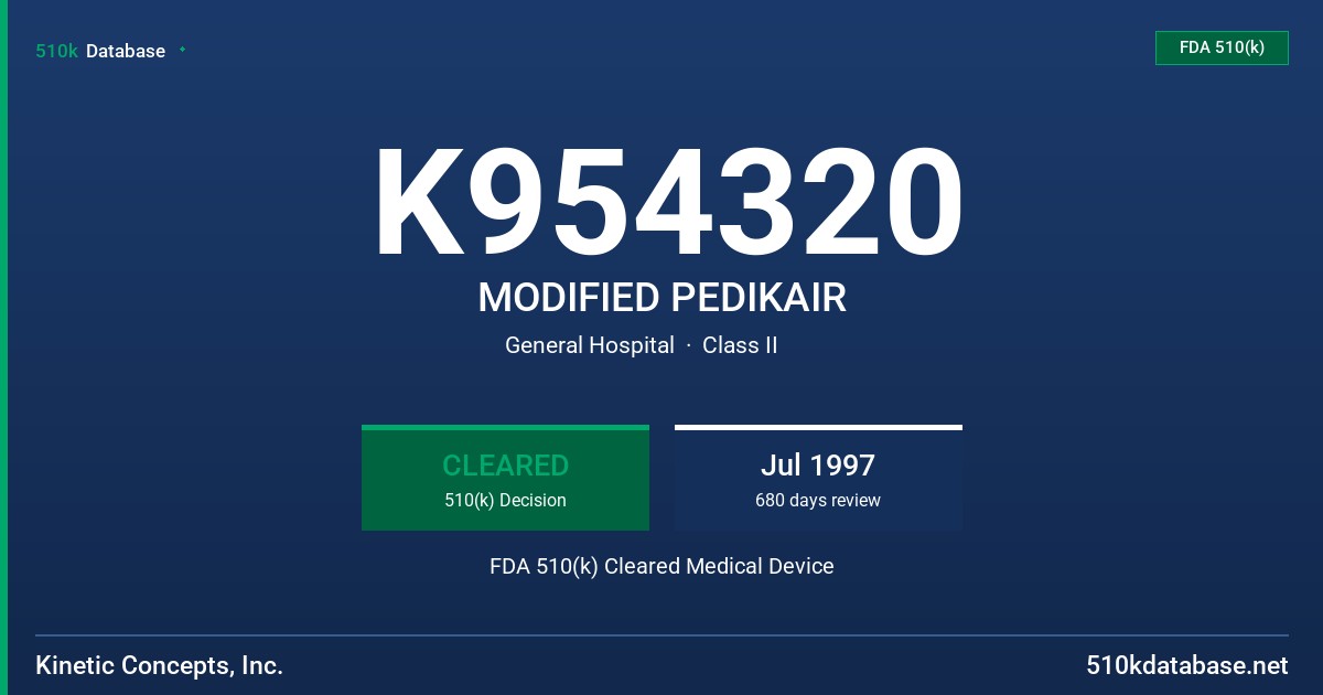 K954320 MODIFIED PEDIKAIR FDA 510(k) Cleared Medical Device