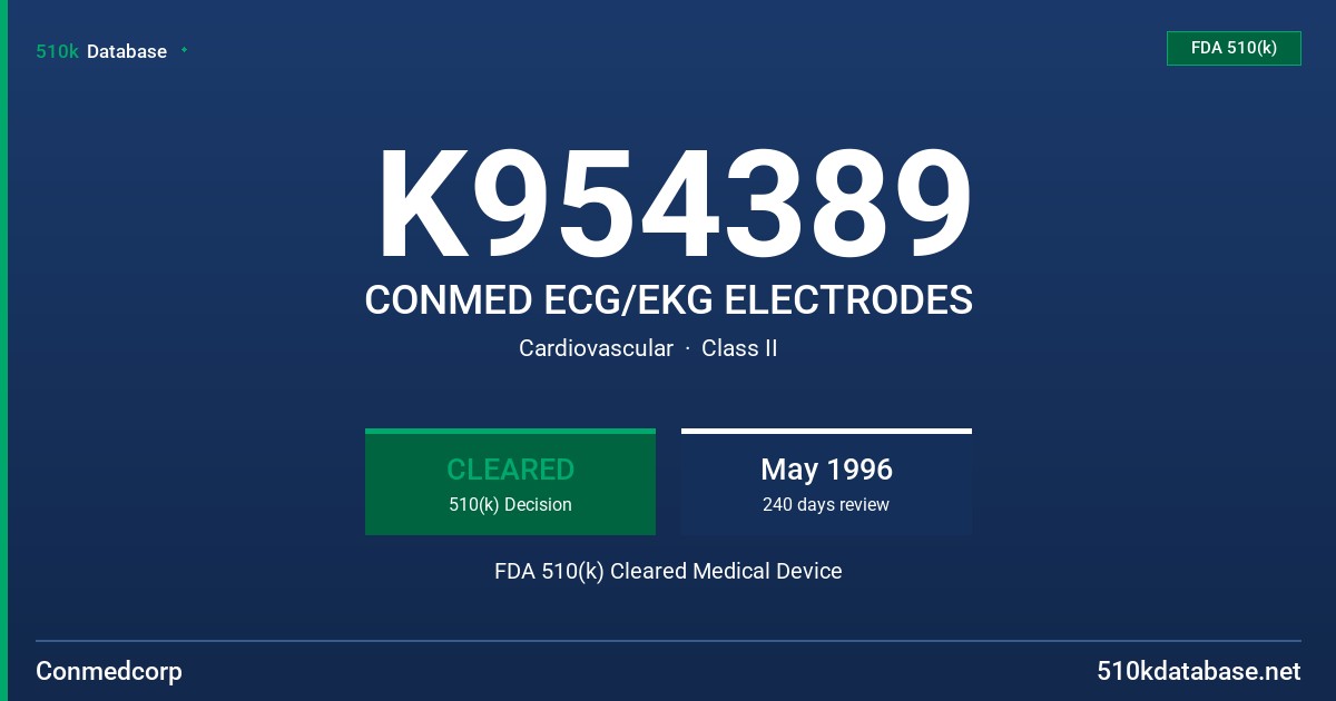 K954389 CONMED ECG/EKG ELECTRODES FDA 510(k) Cleared Medical Device