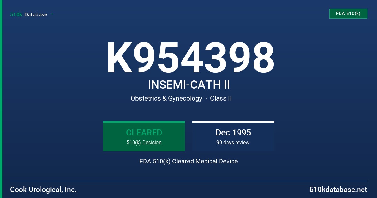 K954398 INSEMI-CATH II FDA 510(k) Cleared Medical Device