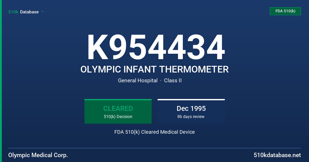 K954434 OLYMPIC INFANT THERMOMETER FDA 510(k) Cleared Medical Device
