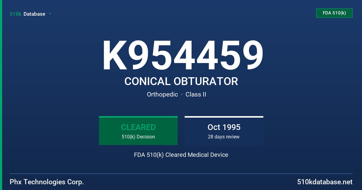 K954459 CONICAL OBTURATOR FDA 510(k) Cleared Medical Device