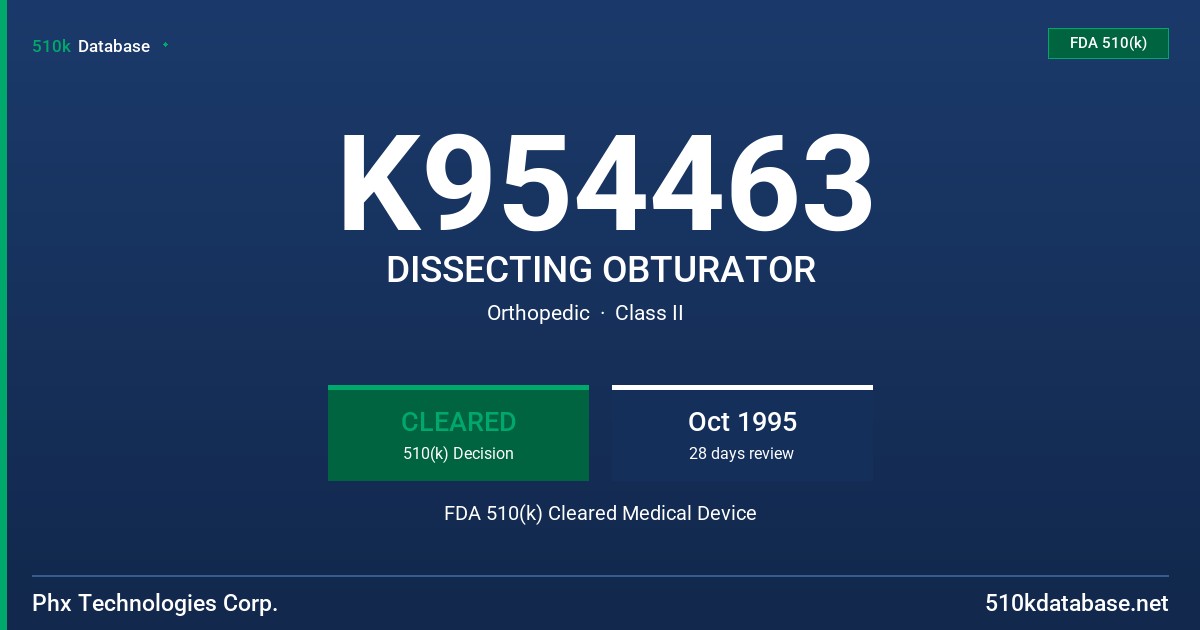 K954463 DISSECTING OBTURATOR FDA 510(k) Cleared Medical Device