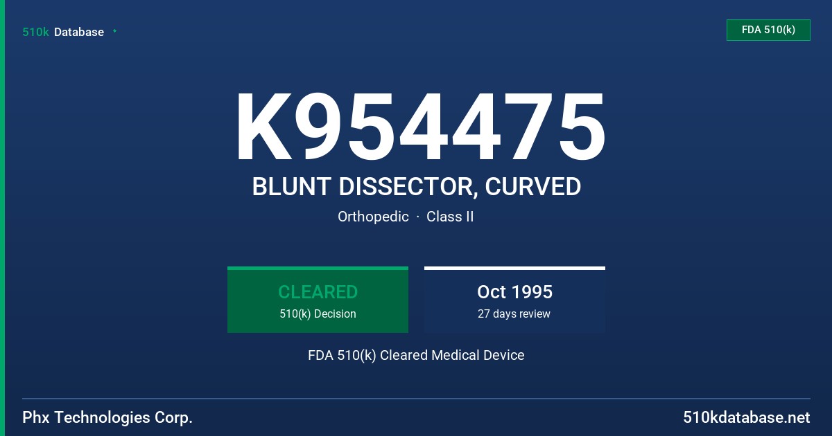 K954475 BLUNT DISSECTOR, CURVED FDA 510(k) Cleared Medical Device