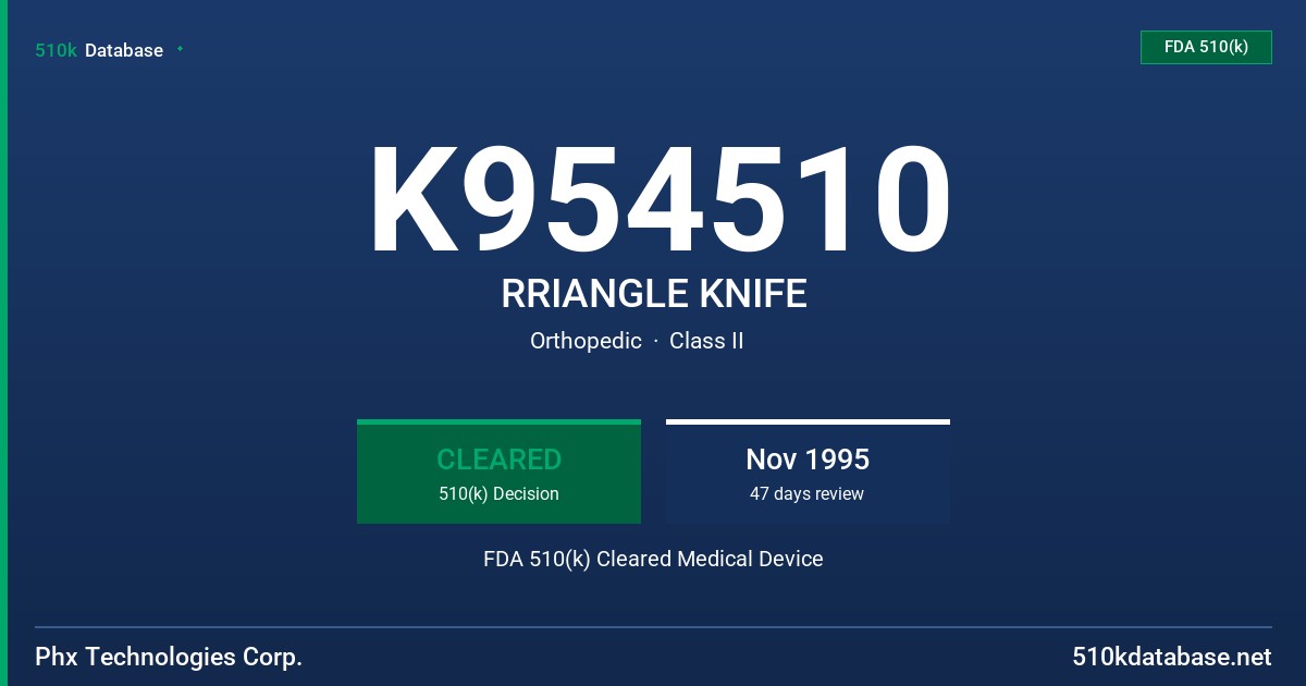 K954510 RRIANGLE KNIFE FDA 510(k) Cleared Medical Device