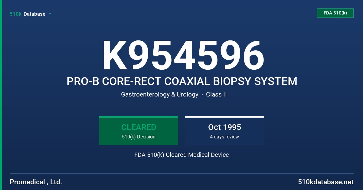 K954596 PRO-B CORE-RECT COAXIAL BIOPSY SYSTEM FDA 510(k) Cleared Medical Device
