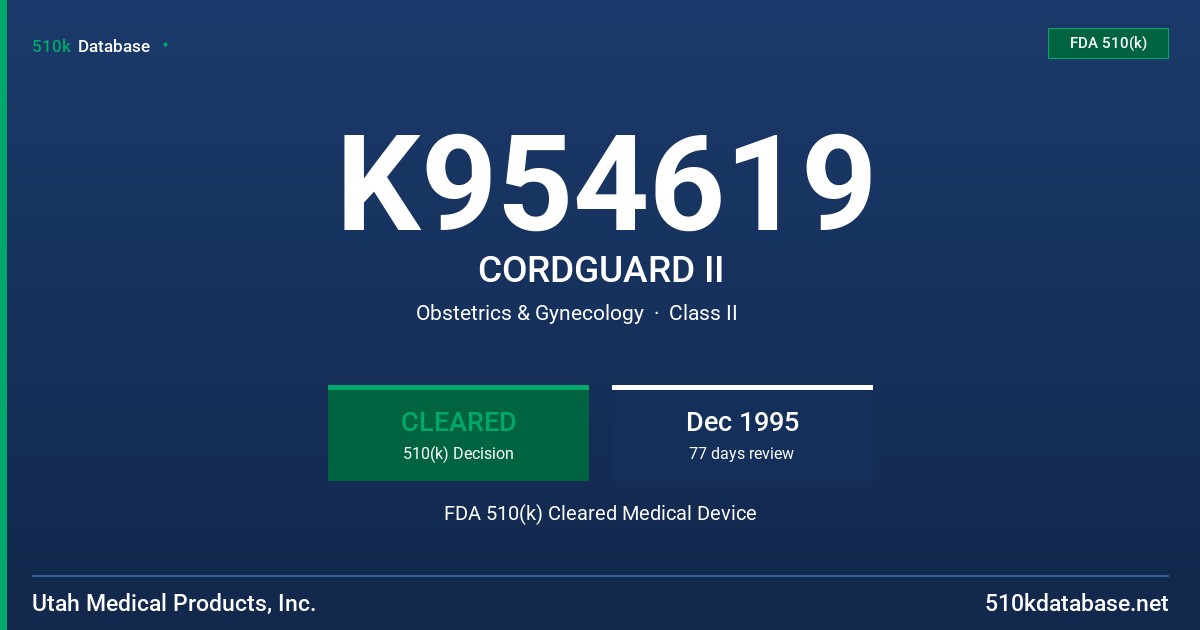 K954619 CORDGUARD II FDA 510(k) Cleared Medical Device