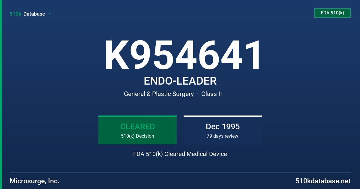 K954641 ENDO-LEADER FDA 510(k) Cleared Medical Device