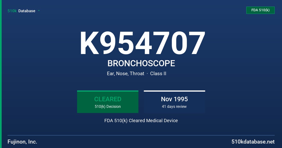 K954707 BRONCHOSCOPE FDA 510(k) Cleared Medical Device