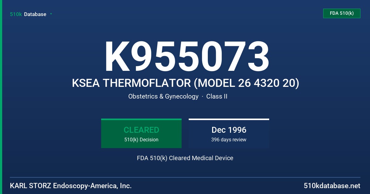 K955073 KSEA THERMOFLATOR (MODEL 26 4320 20) FDA 510(k) Cleared Medical Device