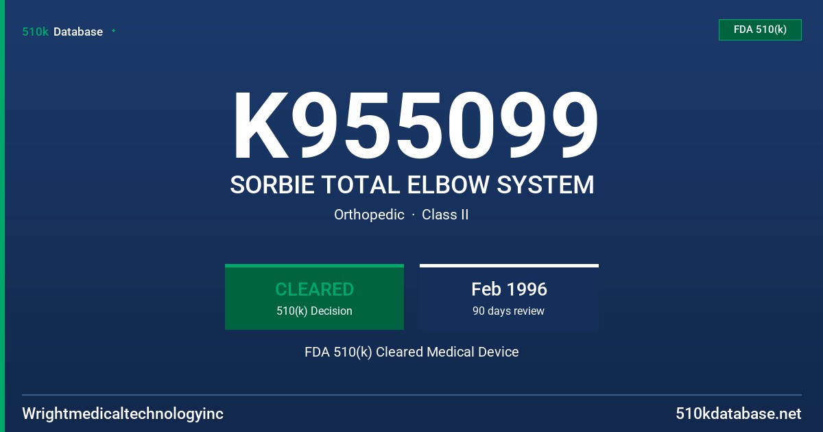 K955099 SORBIE TOTAL ELBOW SYSTEM FDA 510(k) Cleared Medical Device