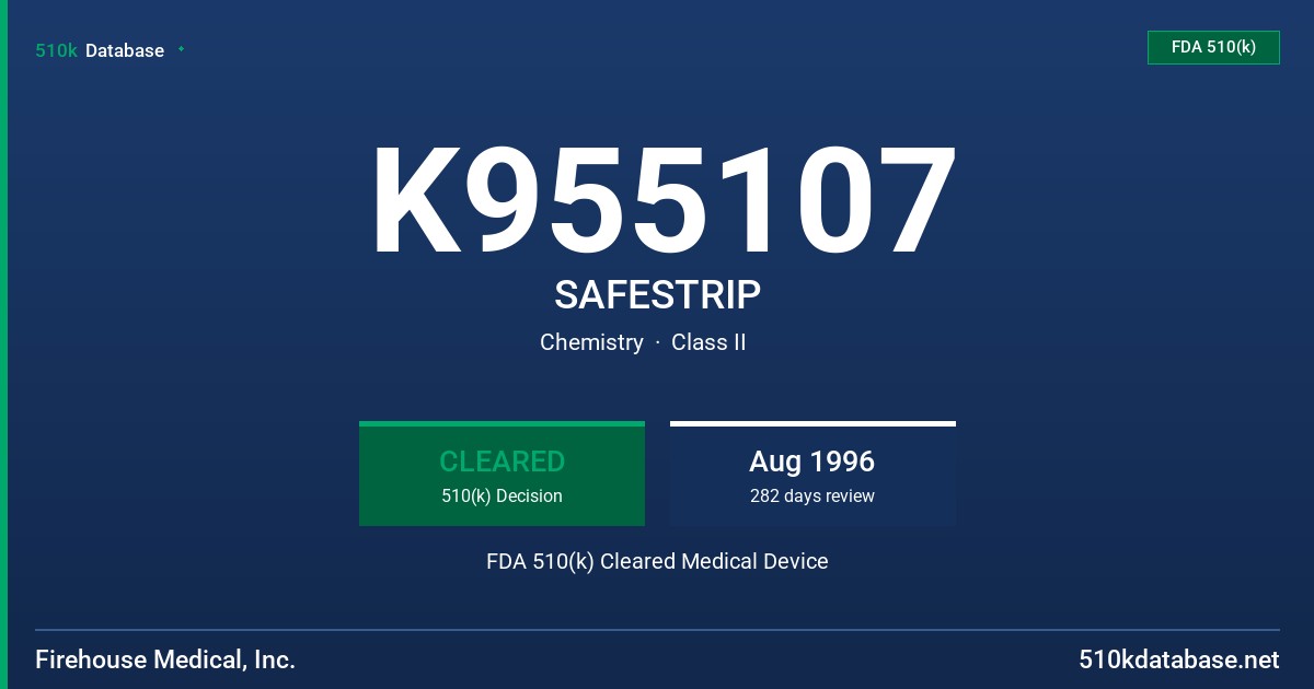 K955107 SAFESTRIP FDA 510(k) Cleared Medical Device