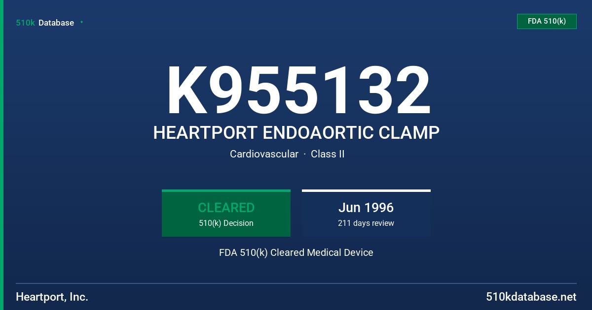 K955132 HEARTPORT ENDOAORTIC CLAMP FDA 510(k) Cleared Medical Device