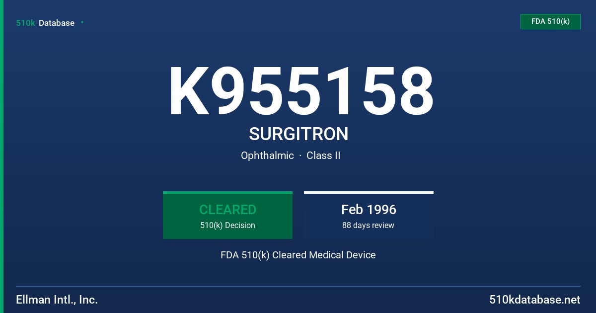 K955158 SURGITRON FDA 510(k) Cleared Medical Device