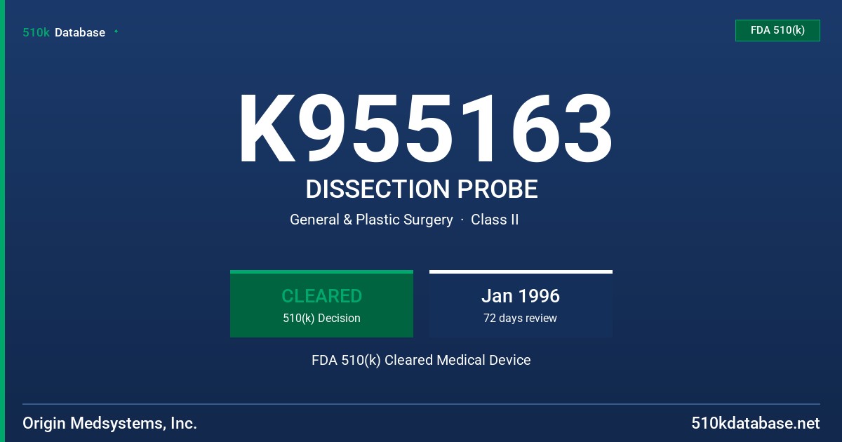 K955163 DISSECTION PROBE FDA 510(k) Cleared Medical Device