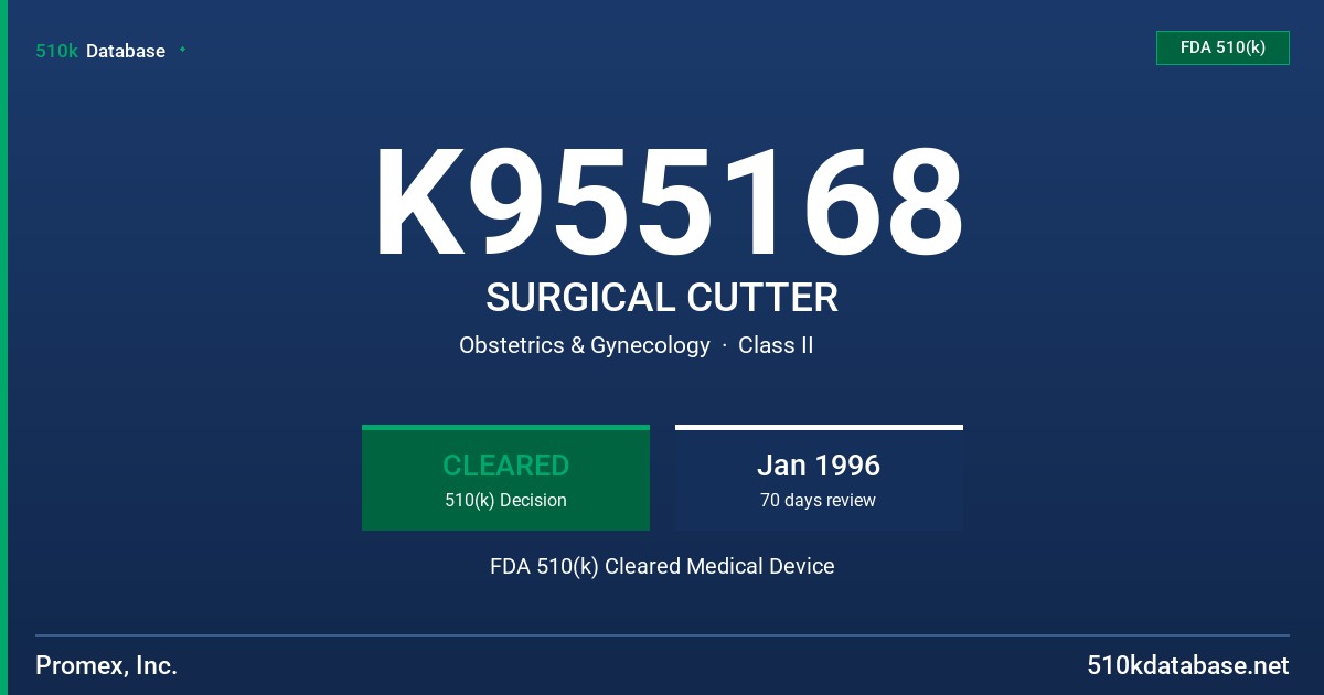 K955168 SURGICAL CUTTER FDA 510(k) Cleared Medical Device