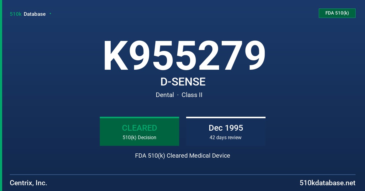 K955279 D-SENSE FDA 510(k) Cleared Medical Device