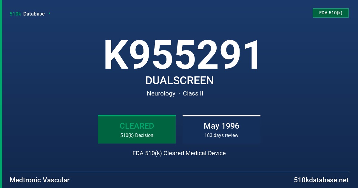K955291 DUALSCREEN FDA 510(k) Cleared Medical Device